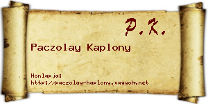 Paczolay Kaplony névjegykártya
